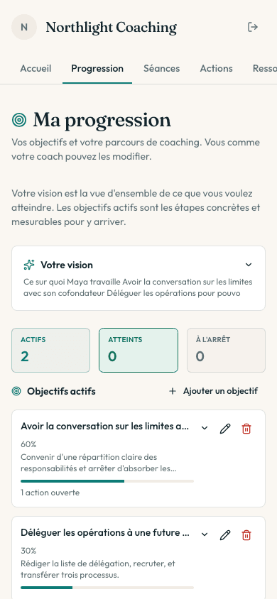 Le portail du client sur téléphone